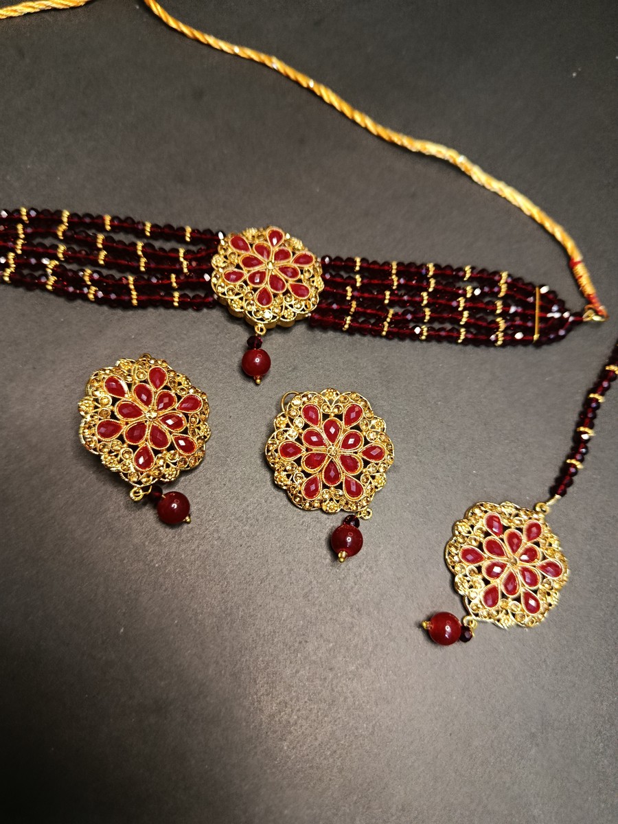 Ruby Blossom Choker Set